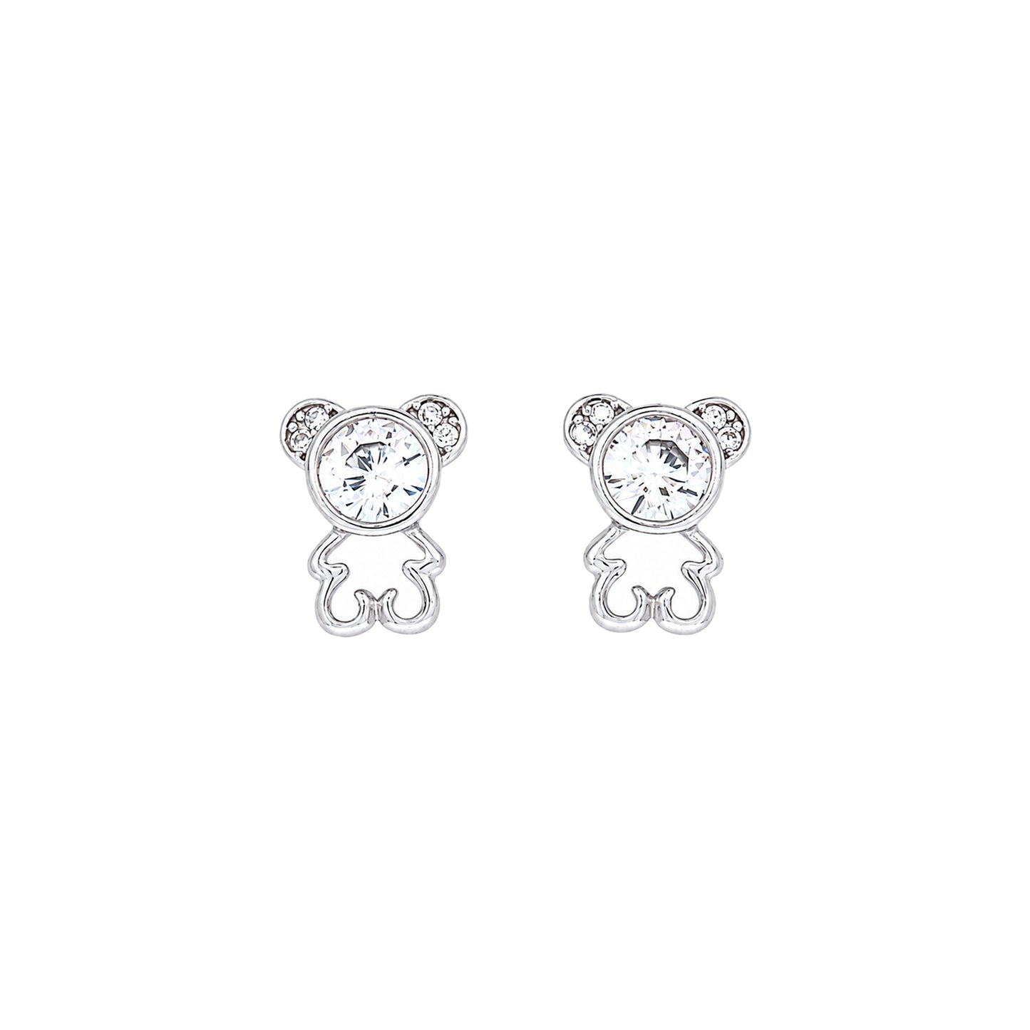 Sterling Silver Kids CZ Teddy Bear Earrings
