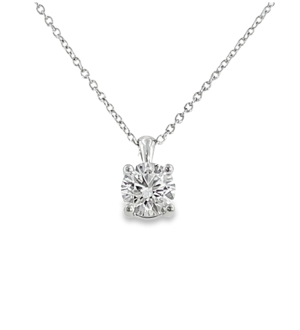 9ct White Gold Round Brilliant Cut Solitaire Cultured Diamond Pendant 1.00ct