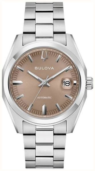 Gents Stainless Steel Bulova Surveyor Brown 39mm Automatic Watch
