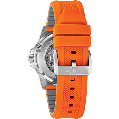 Gents Stainless Steel Bulova Marine Star Orange 45mm Automatic Watch
