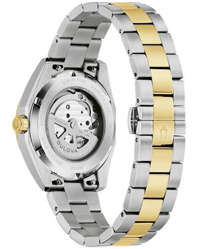 Gents Two Tone Bulova Surveyor Green Open Heart 39mm Automatic Watch