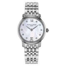 Ladies Stainless Steel Frederique Constant Slimline 30mm Diamond Dot Dial Watch