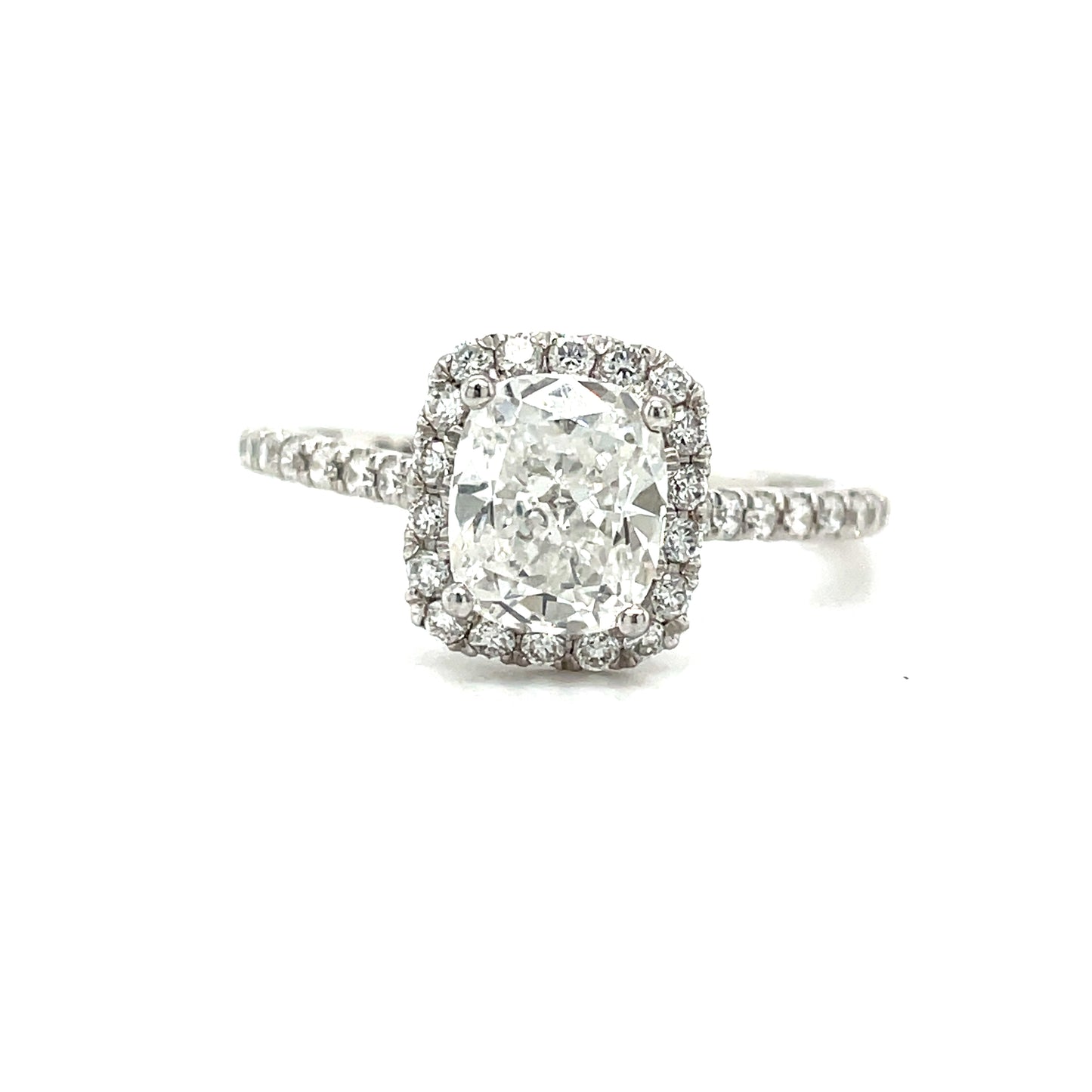 Plat Cush Halo dia ring w/ sh 1.50ct .38ct