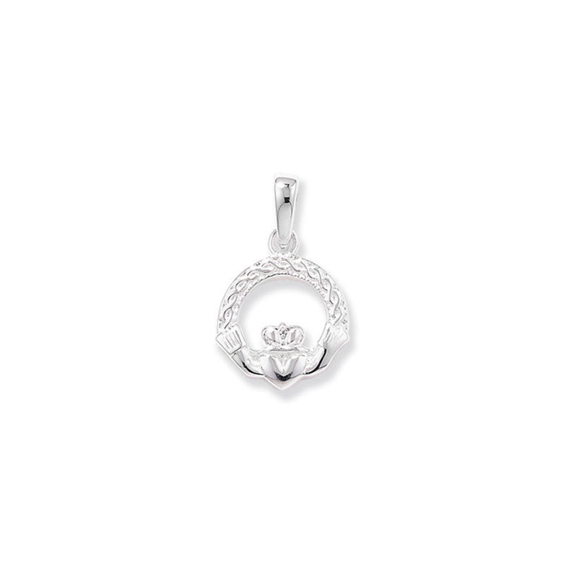 Sterling Silver Woven Open Claddagh Pendant