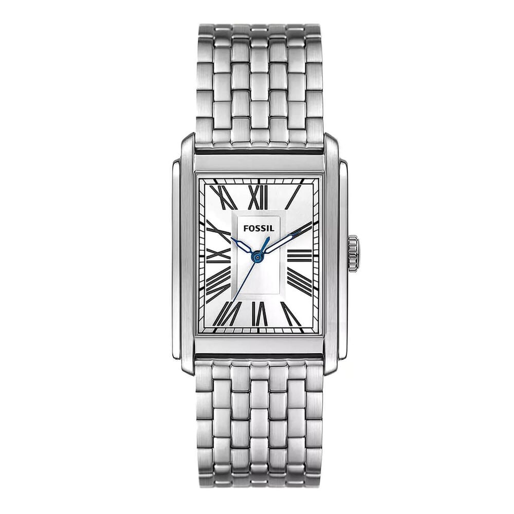 Gents Fossil Stainless Steel Bracelet Carraway Square Face
