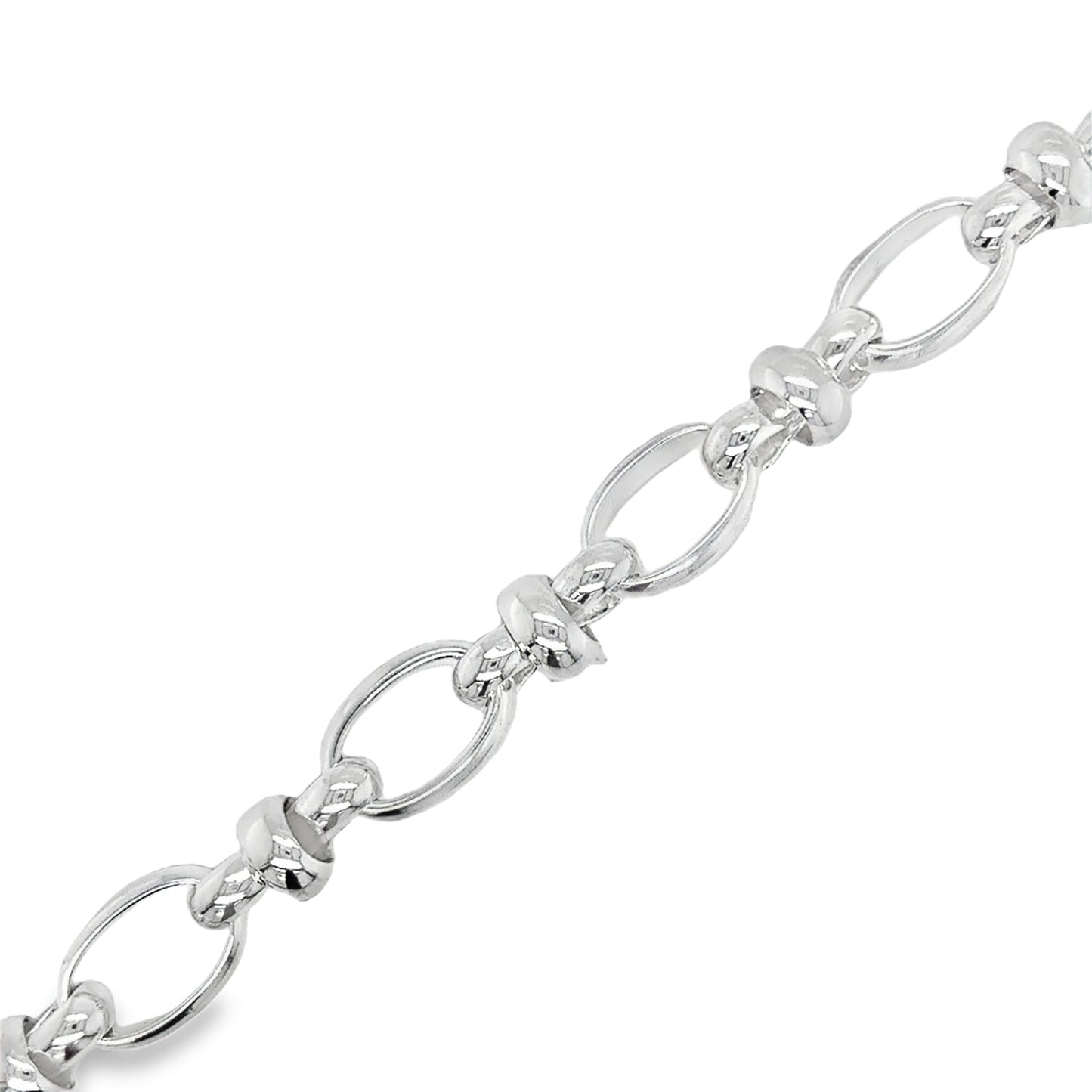 Sterling Silver Oval/Pinch Link Bracelet 7.5'