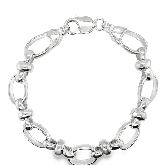 Sterling Silver Oval/Pinch Link Bracelet 7.5'