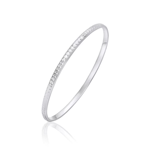 SIL BANGLE 3MM 2 LINE BEADED