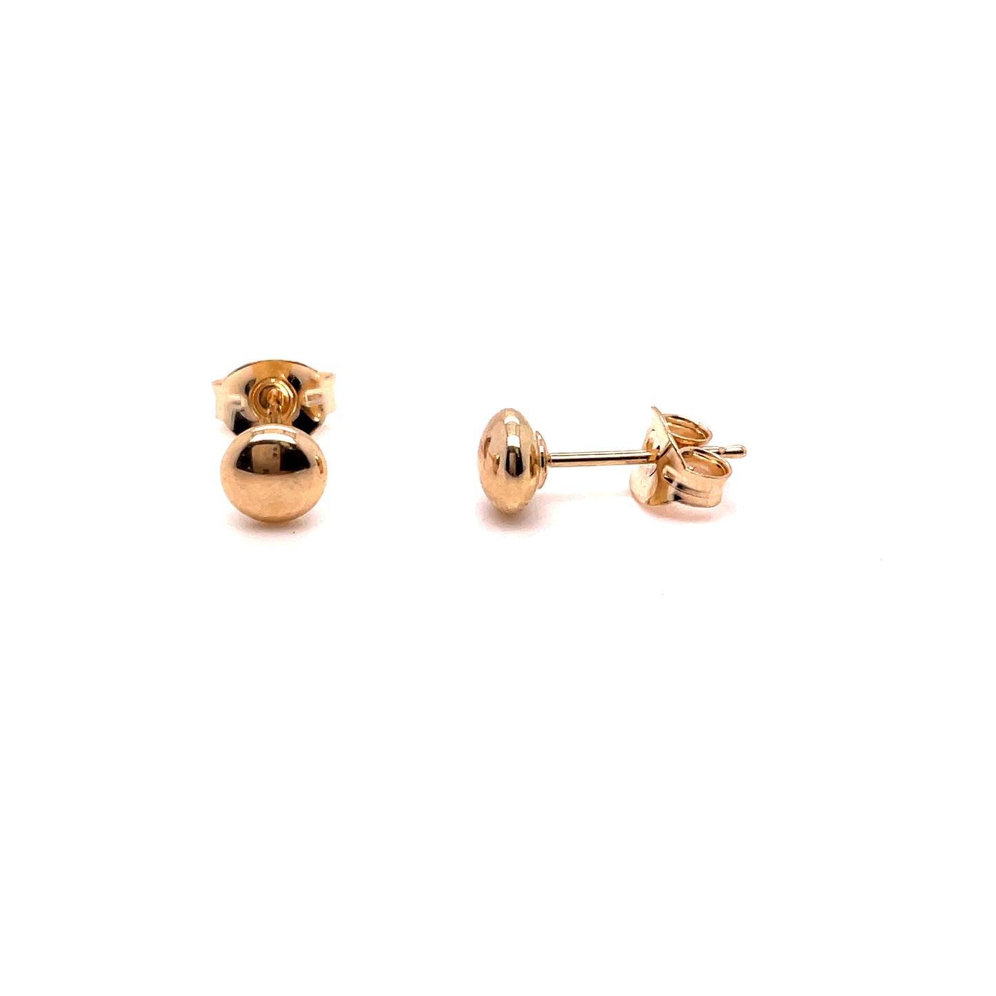 9ct Yellow Gold 4mm Flat Bead Stud Earrings