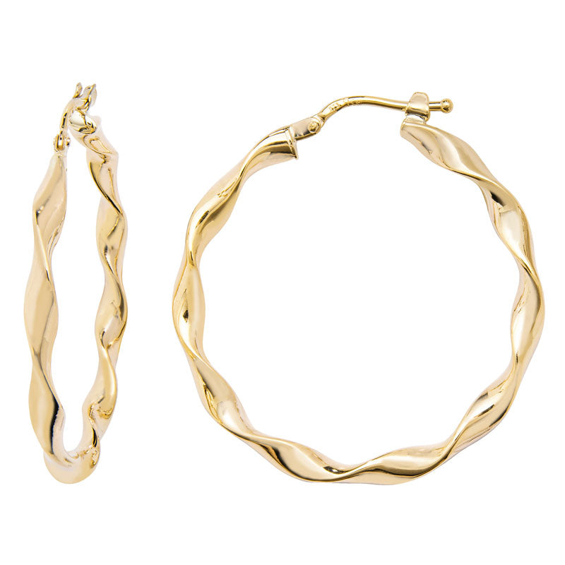 9ct Yellow Gold 30mm Twist Hoop Earrings