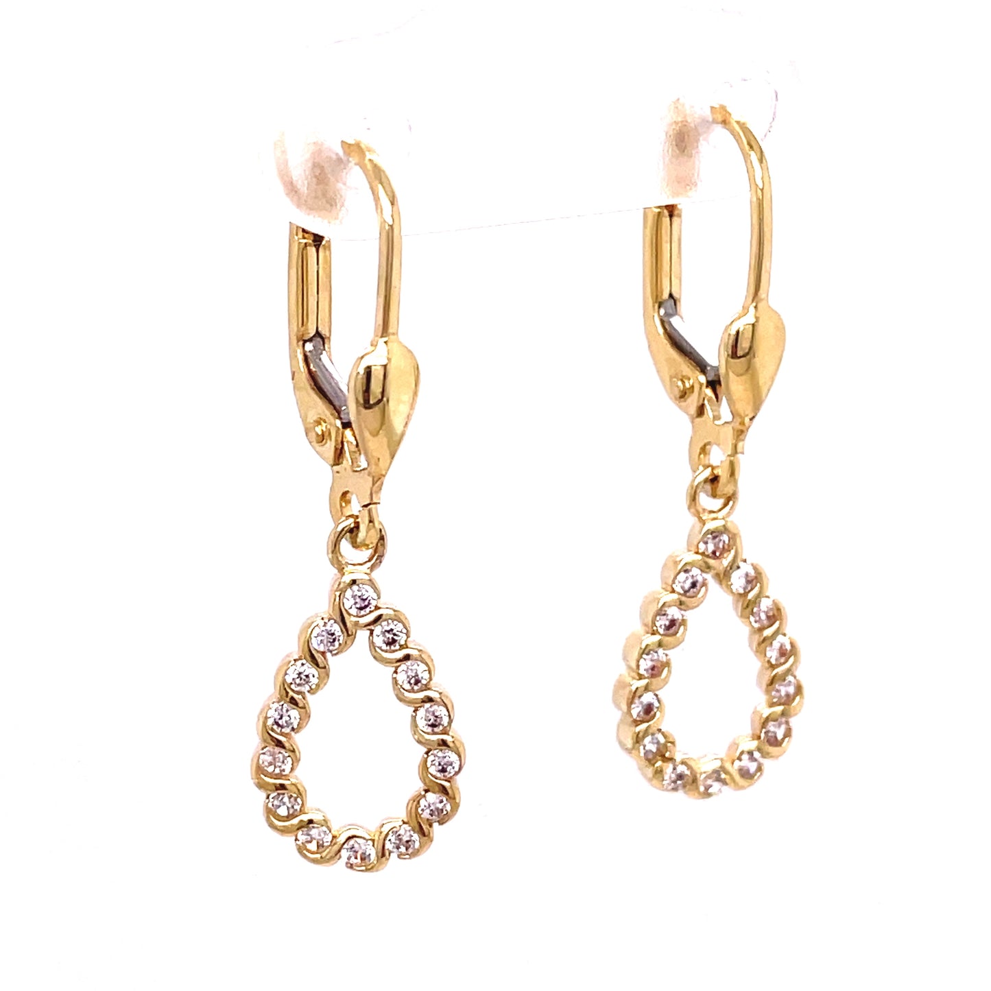 9ct Yellow Gold Drop Earring with Open CZ Teardrop