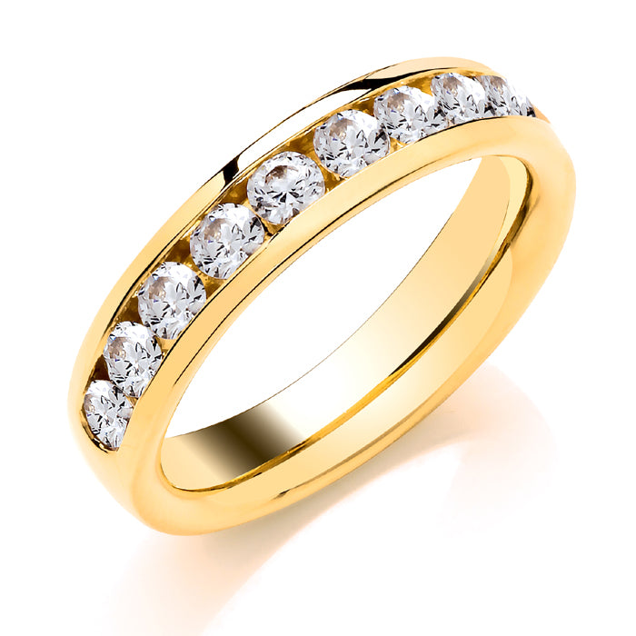 9ct Yellow Gold Channel Set Round Brilliant Diamond Eternity Ring .51ct