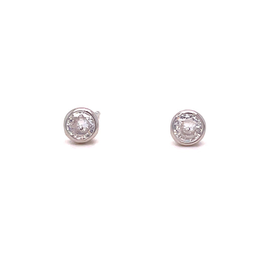 Sterling Silver 4mm Rubover Cubic Zirconia Earrings