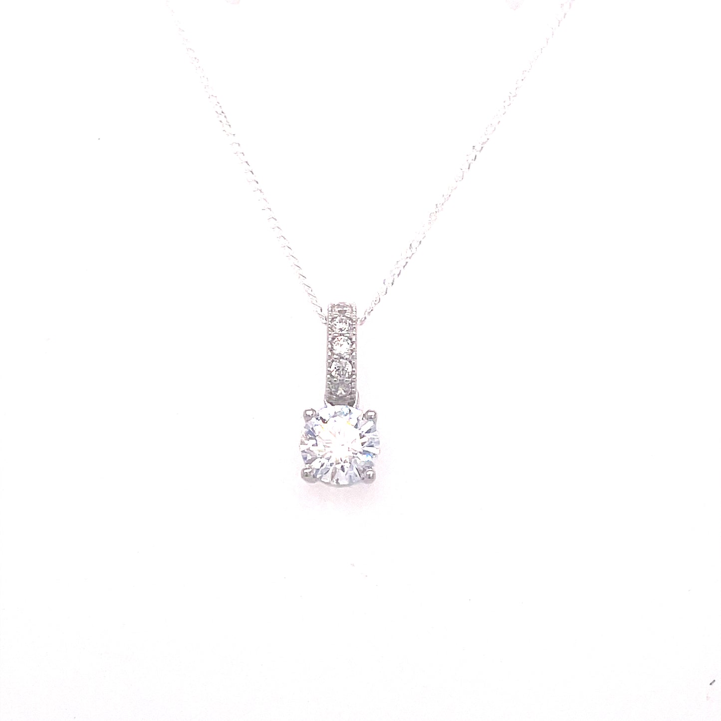 Sterling Silver 6mm CZ Drop Pendant