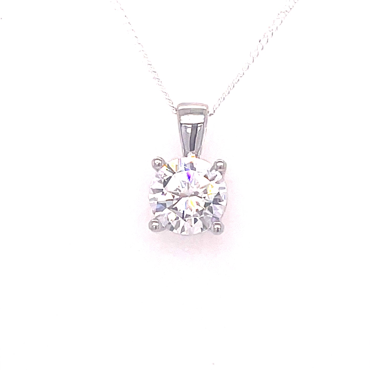 Sterling Silver 8mm Four Claw CZ Pendant