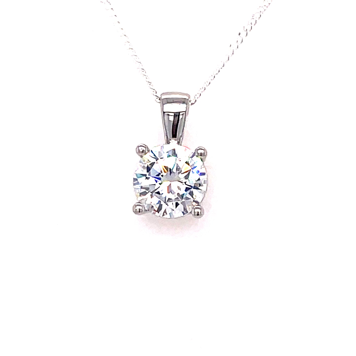 Sterling Silver 8mm Four Claw CZ Pendant