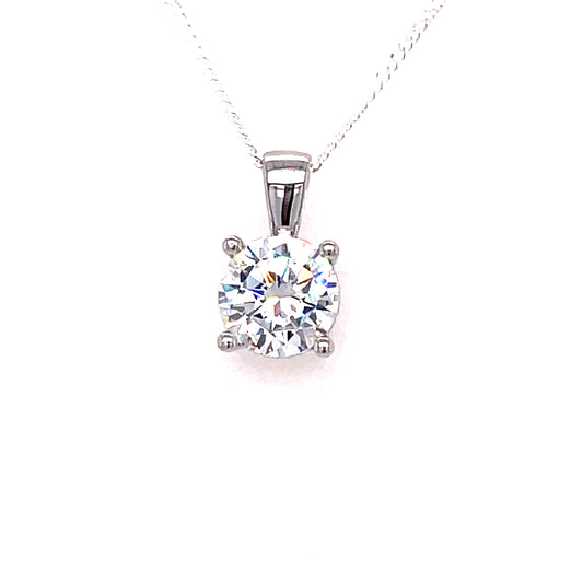 Sterling Silver 8mm Four Claw CZ Pendant