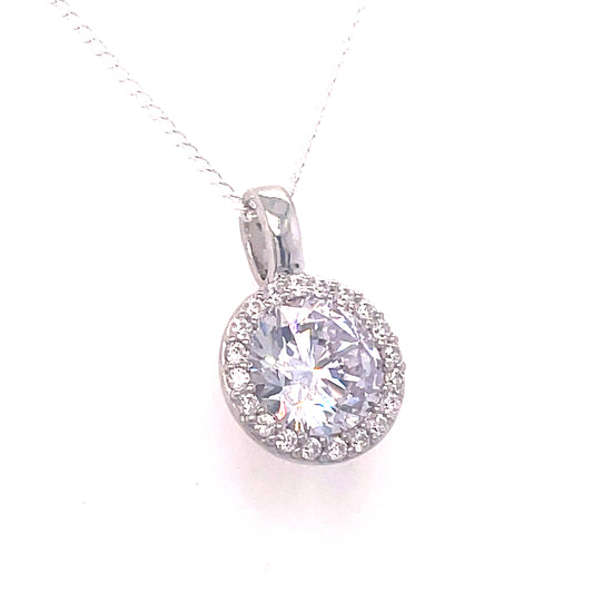 Sterling Silver Round CZ Cluster Pendant