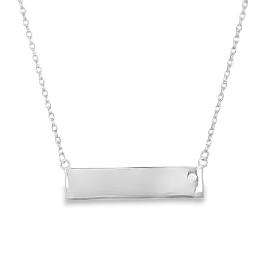 Sterling Silver Bar Necklet with CZ