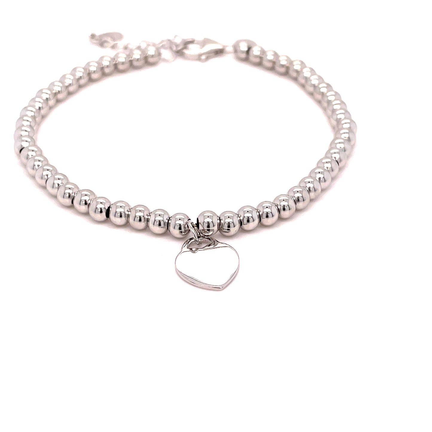 Sterling Silver Ball Bracelet with Heart Charm