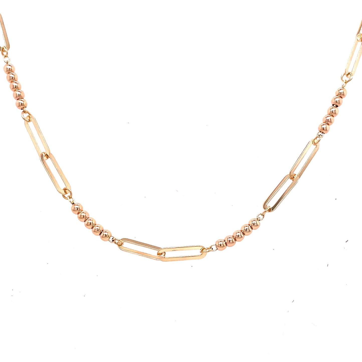 9ct 18'' Beaded Long Link Necklet