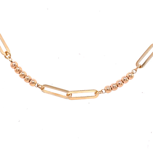 9ct 18'' Beaded Long Link Necklet