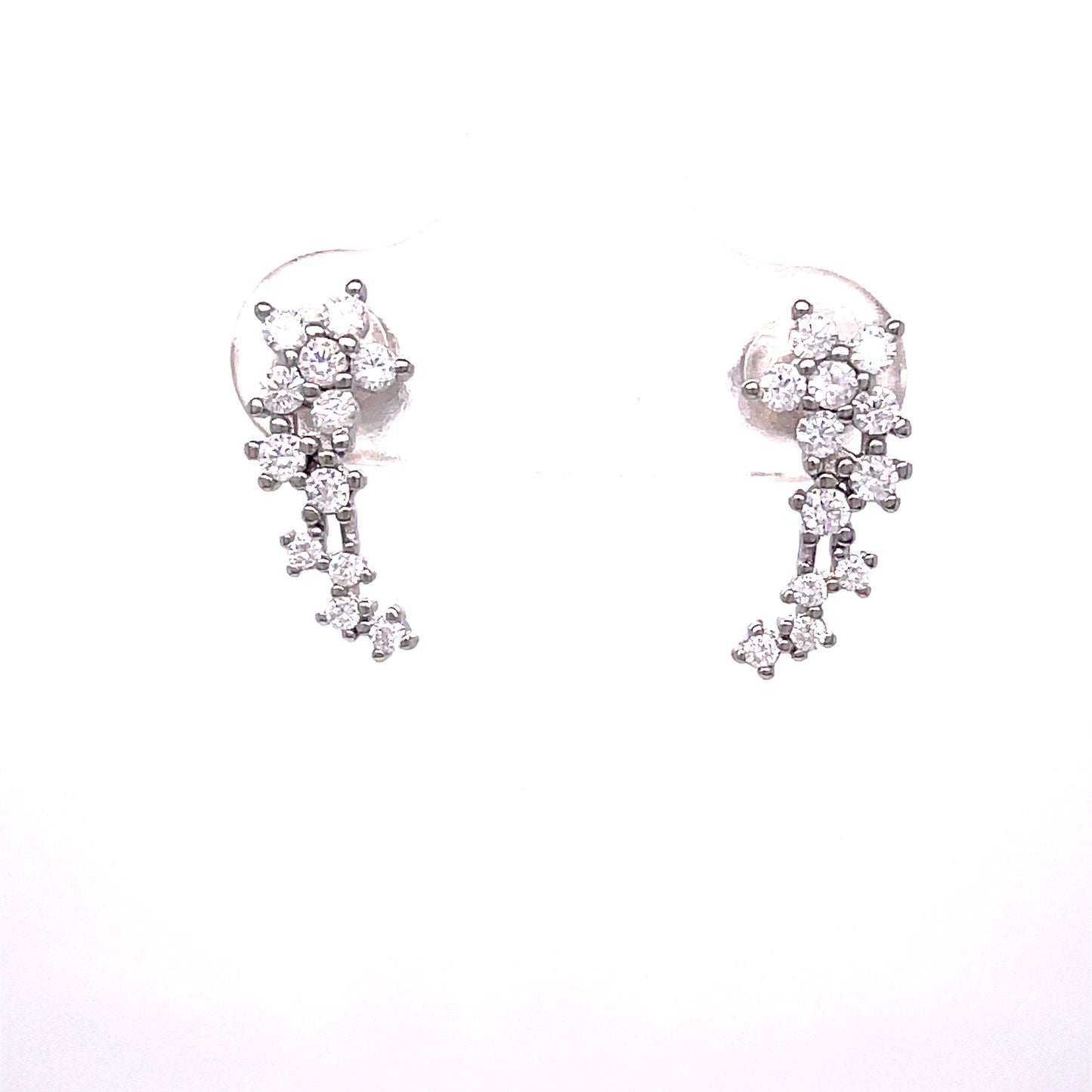 Sterling Silver Multiple White Cubic Zirconia Drop Earrings