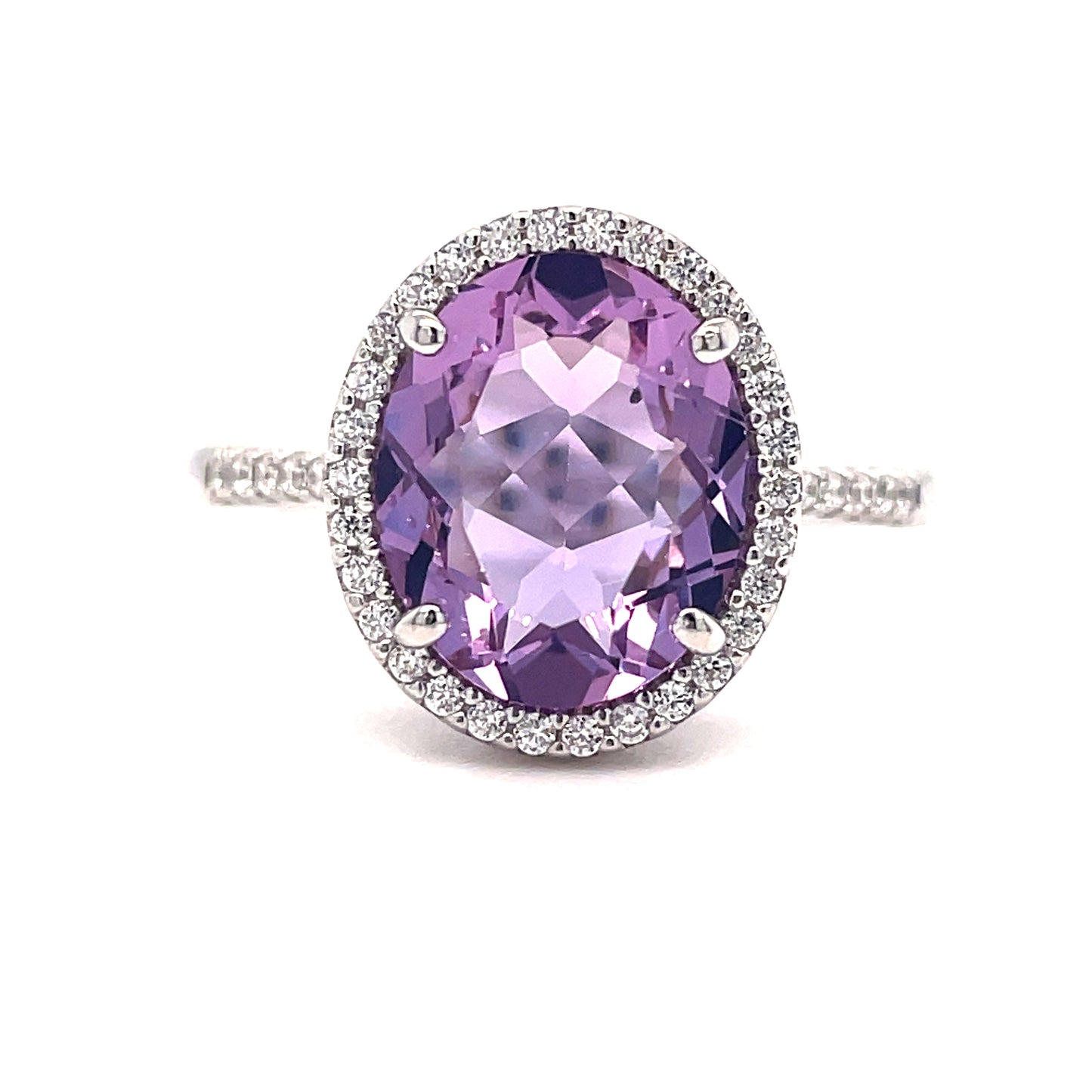 SIL RING OV PURPLE CZ HALO