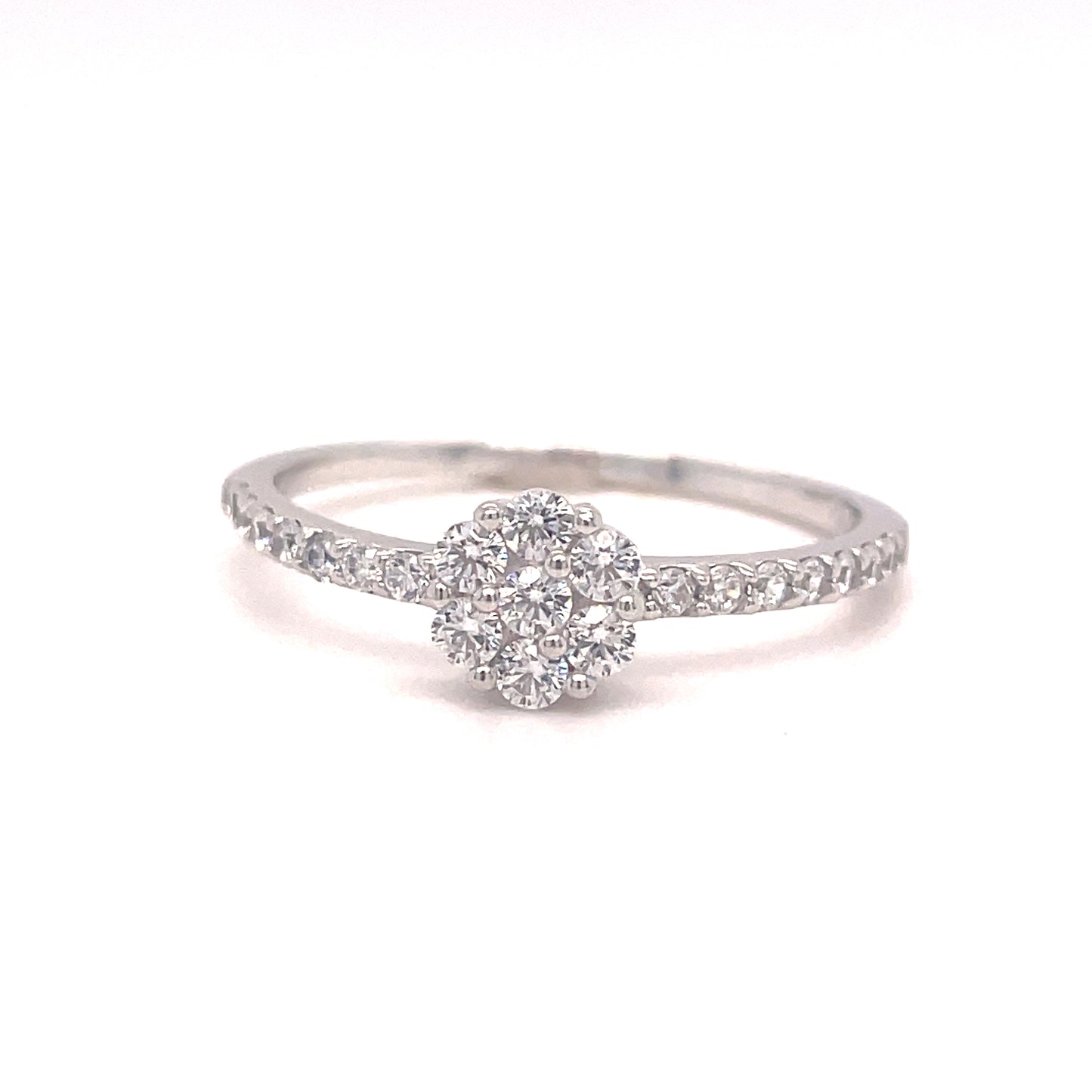 SIL RING CZ FLOWER CLUSTER