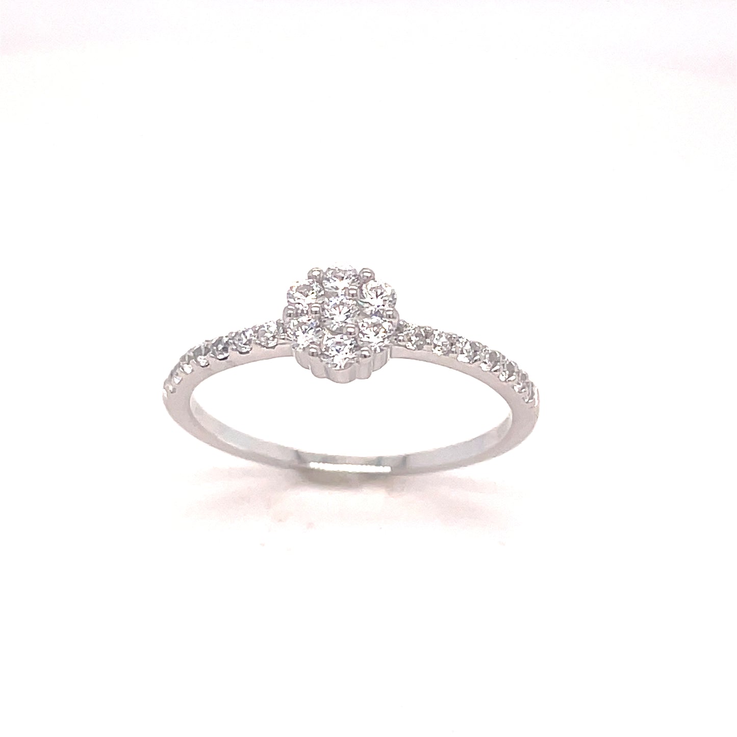 SIL RING CZ FLOWER CLUSTER