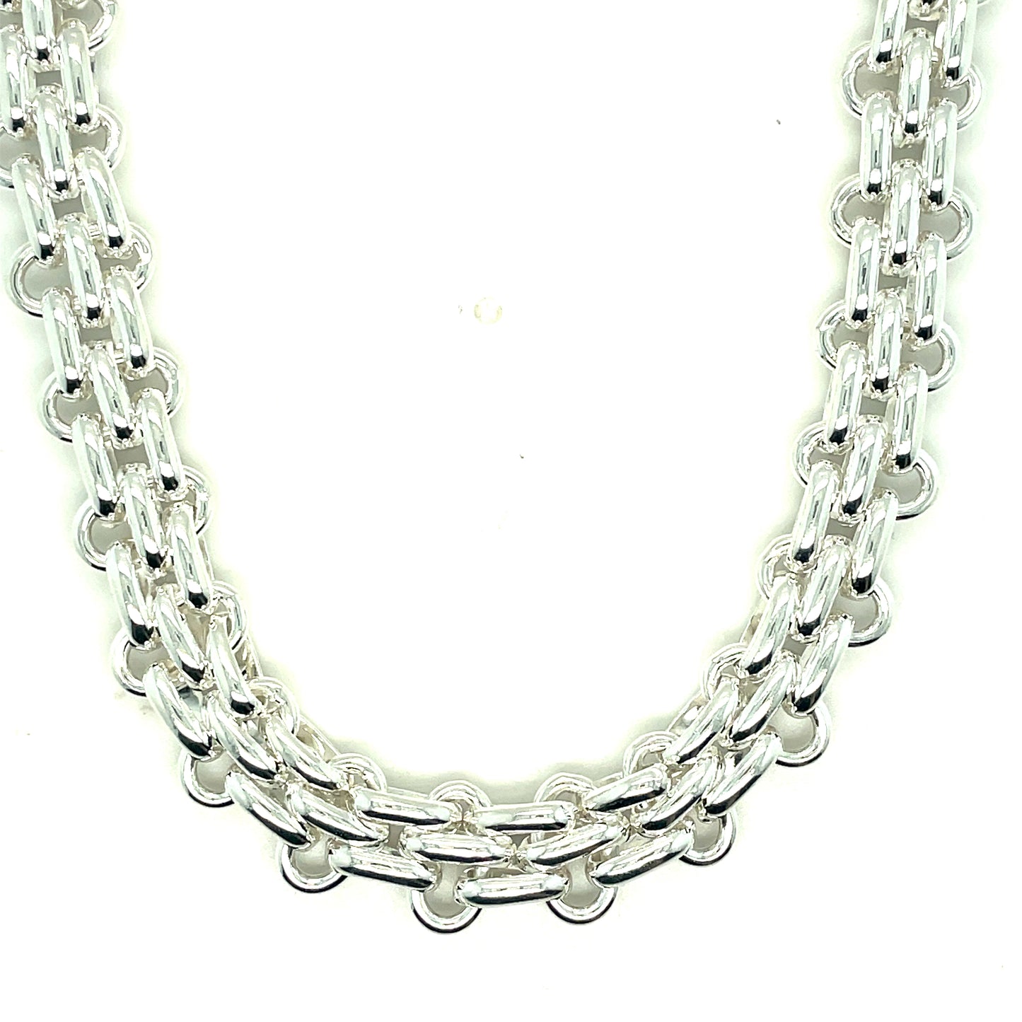 Sterling Silver 10mm Brick Link Necklet 18'