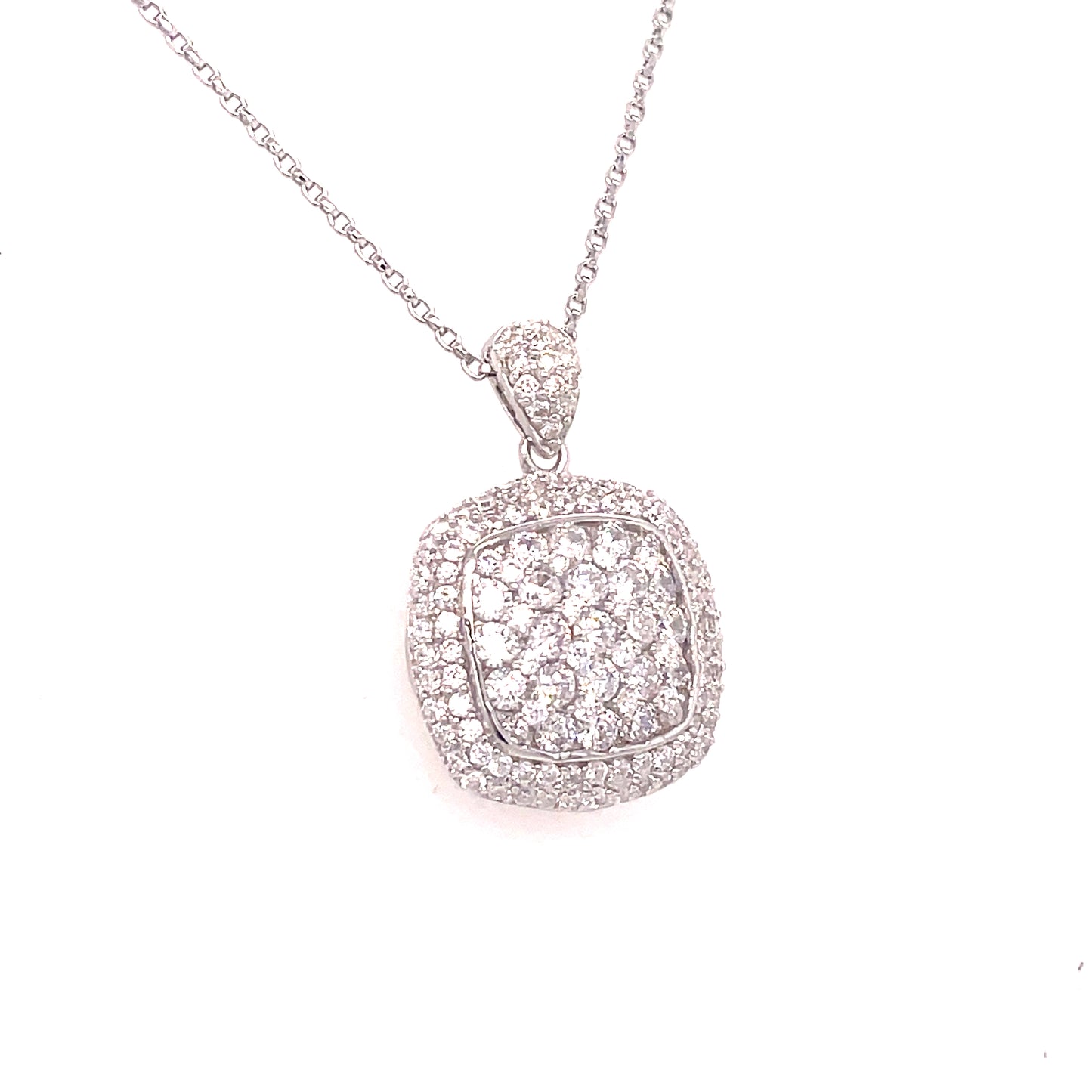 SIL P/DANT CZ SQ CLUST PAVE