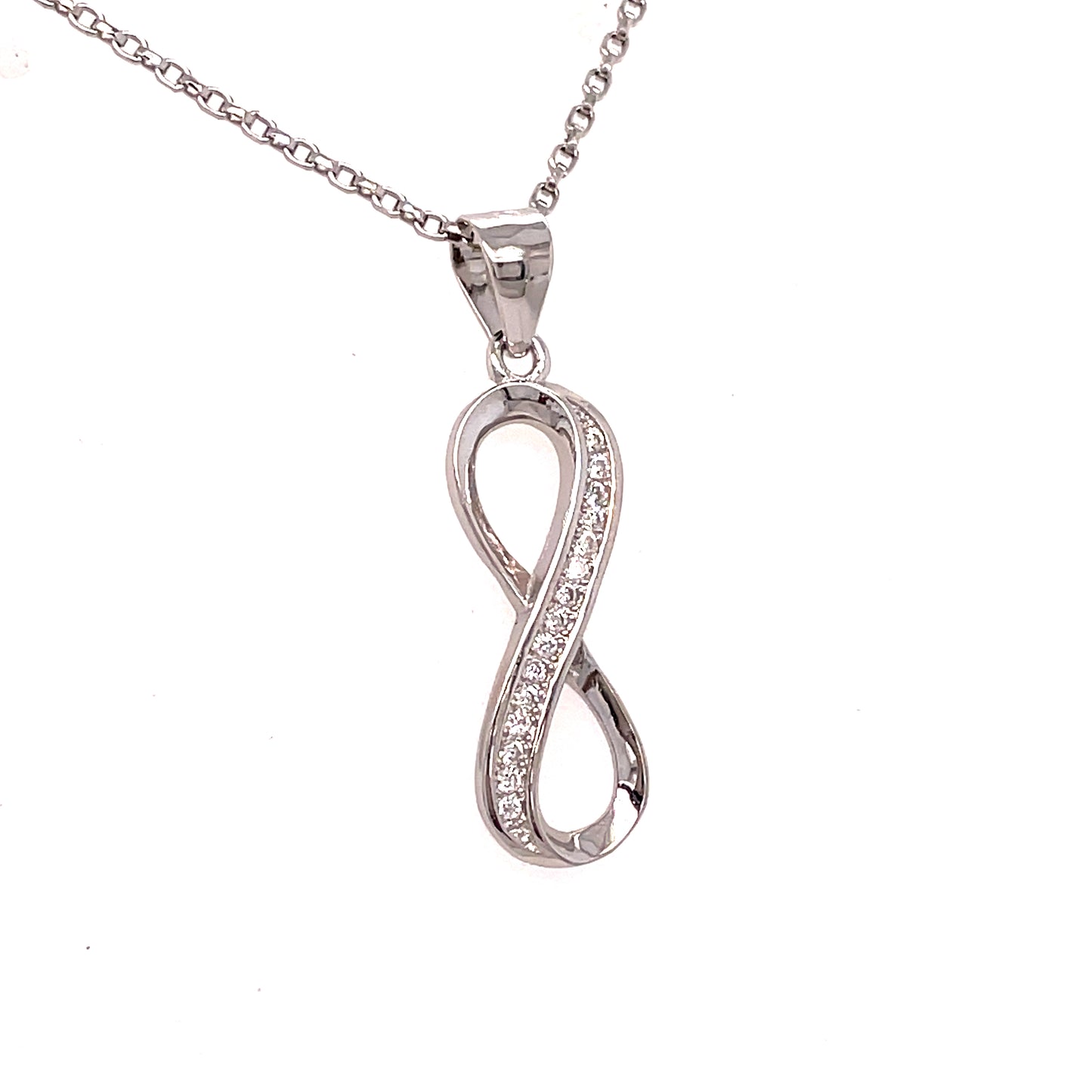 Sterling Silver CZ Infinity Pendant