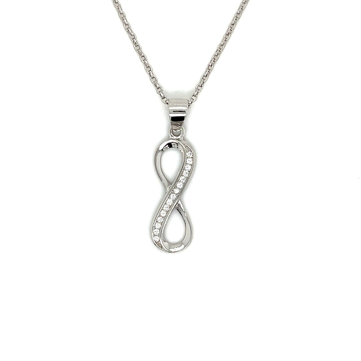 Sterling Silver CZ Infinity Pendant