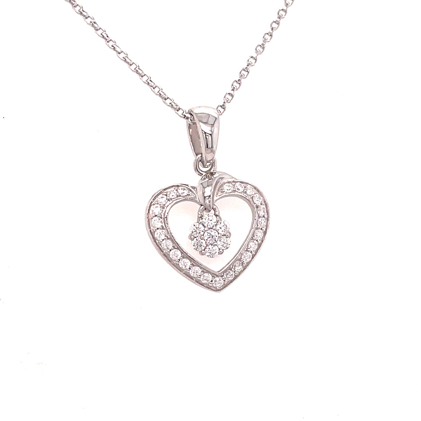 SIL P/DANT OPN HEART CZ DROP CENT