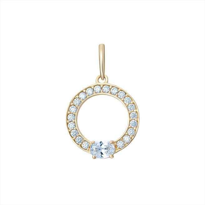 9CT P/DANT OPEN CIRCLE CZ/OVAL