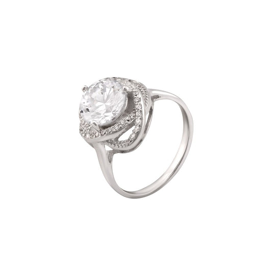 SIL RING CZ KNOT RND SOL