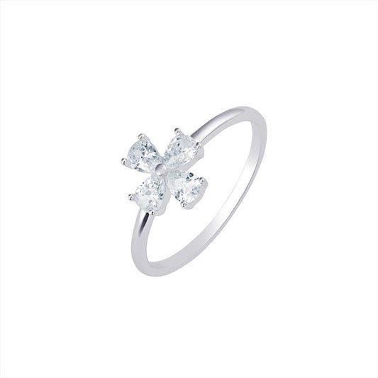 SIL RING CZ 4 STONE CLOVER