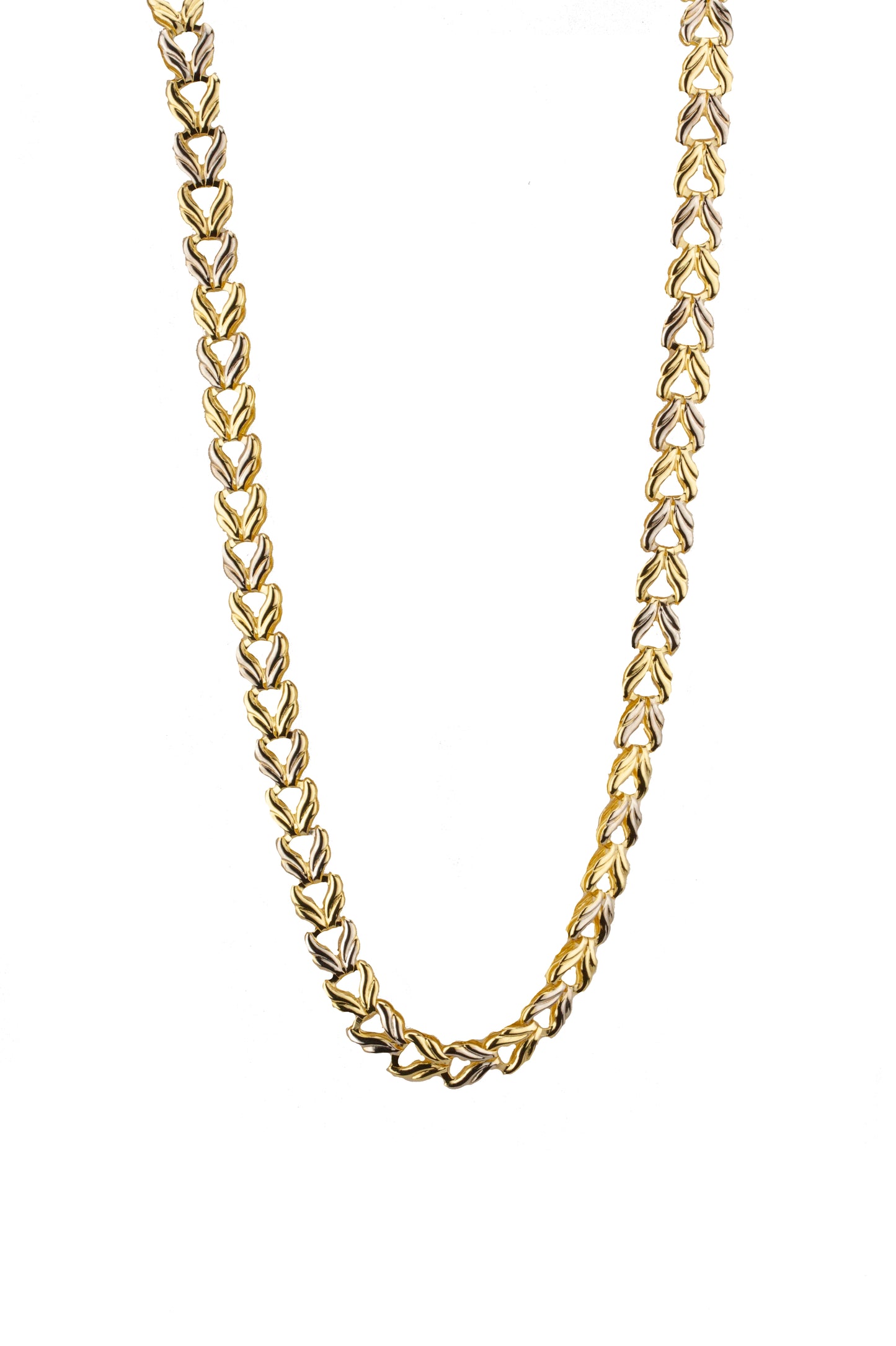 9ct Two Tone Gold Tulip Link Necklet
