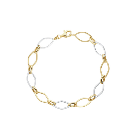 9ct Bracelet Bicolour Open Oval Link