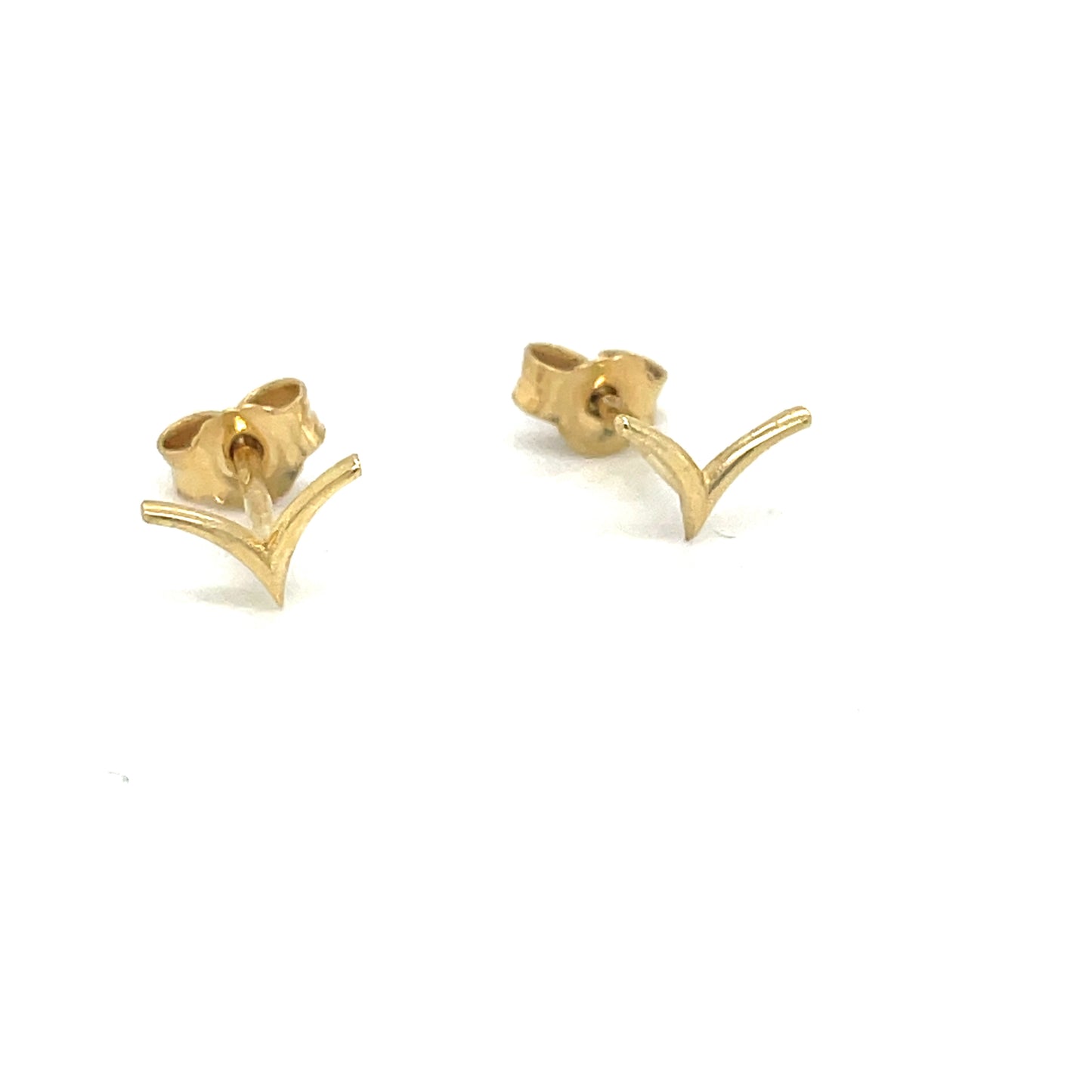 9ct Yellow Gold V Shape Stud Earrings
