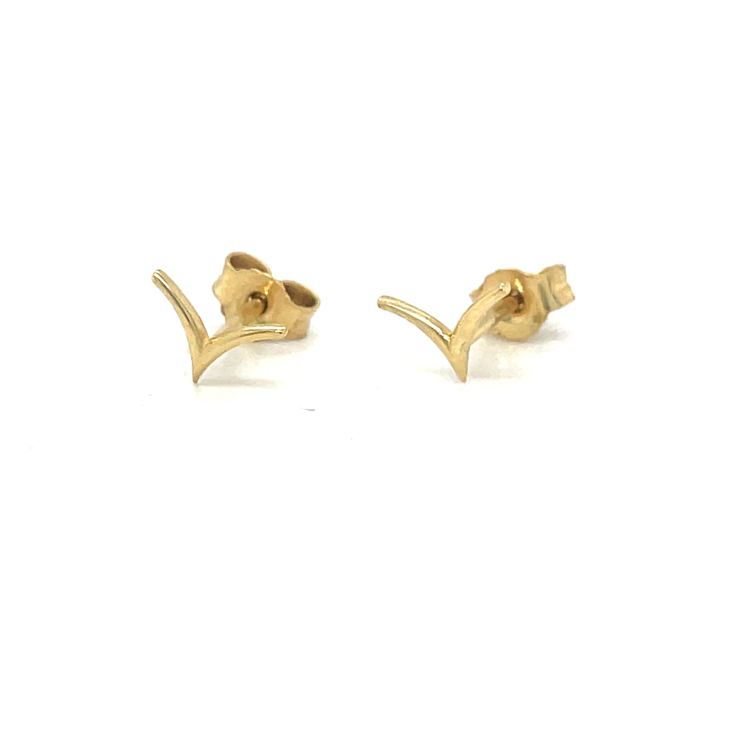 9ct Yellow Gold V Shape Stud Earrings