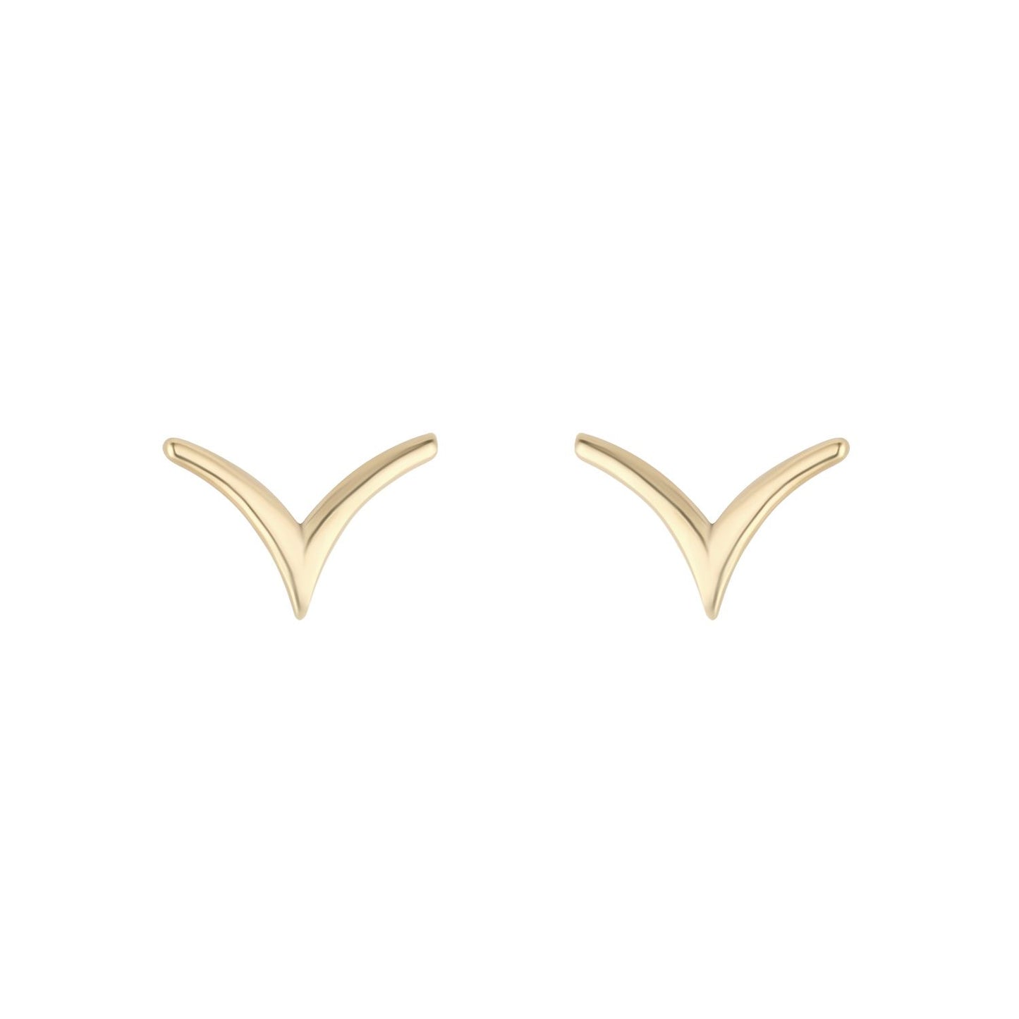 9ct Yellow Gold V Shape Stud Earrings