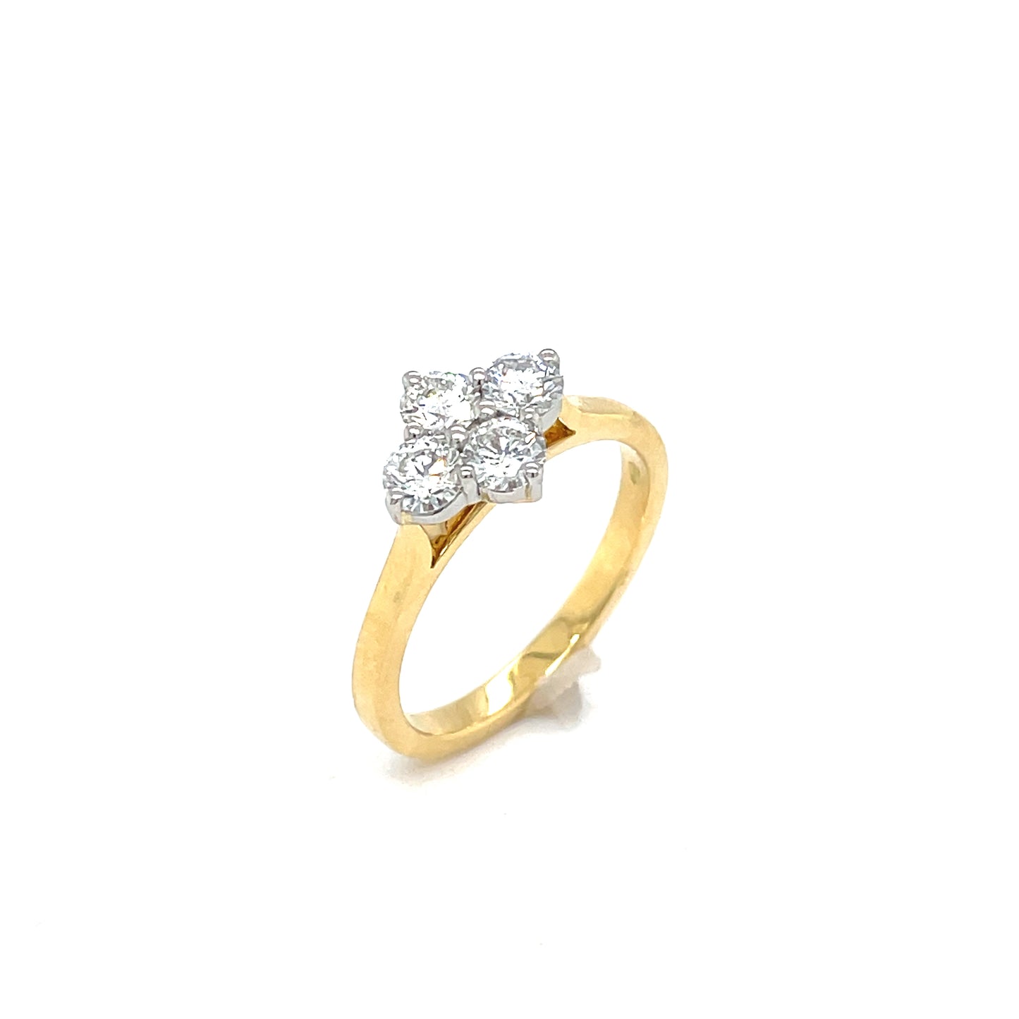 18CT RING 4 STN RD BRILL DIA .77CT