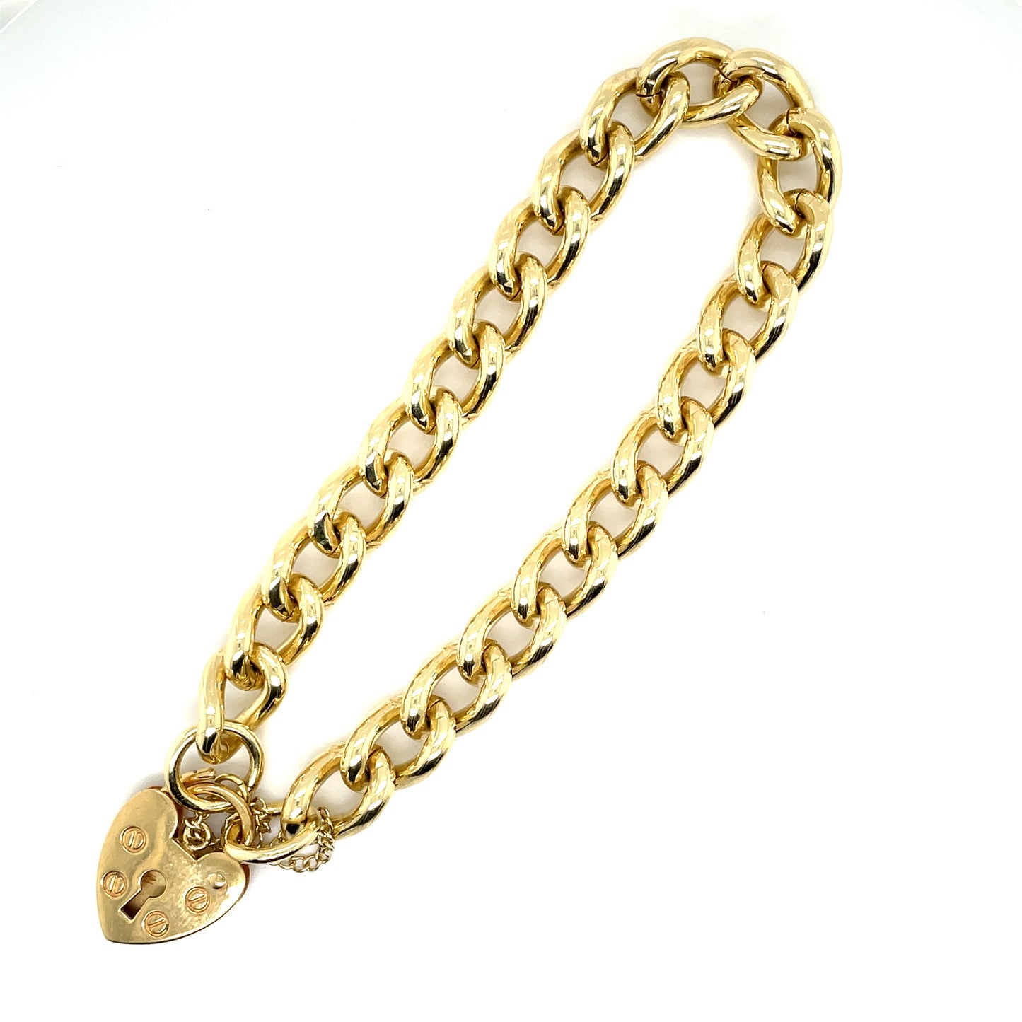 9ct Curb Heart padlock bracelet