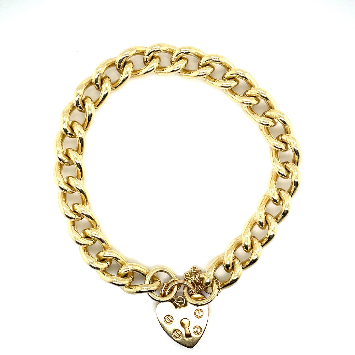 9ct Curb Heart padlock bracelet