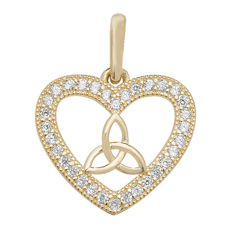9ct pndt open heart cz trinity knot