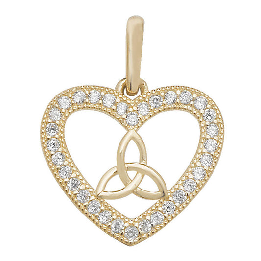9ct pndt open heart cz trinity knot