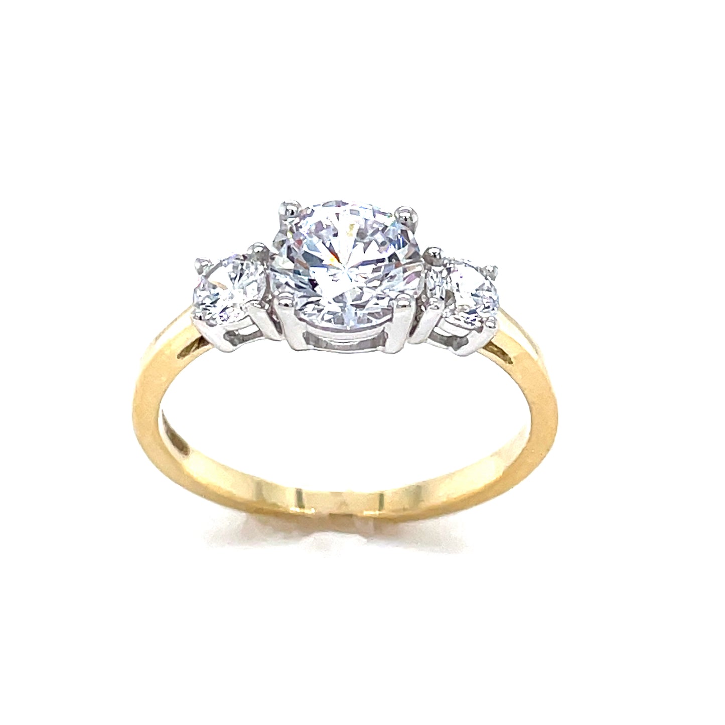 9ct Three Stone Cubic Zirconia Dress Ring