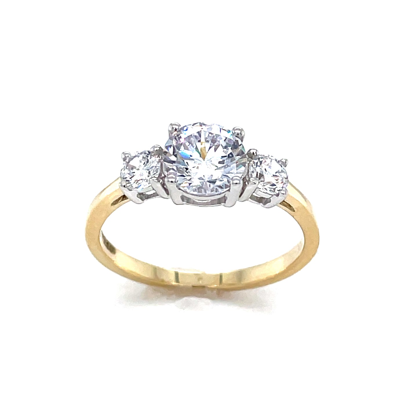 9ct Three Stone Cubic Zirconia Dress Ring